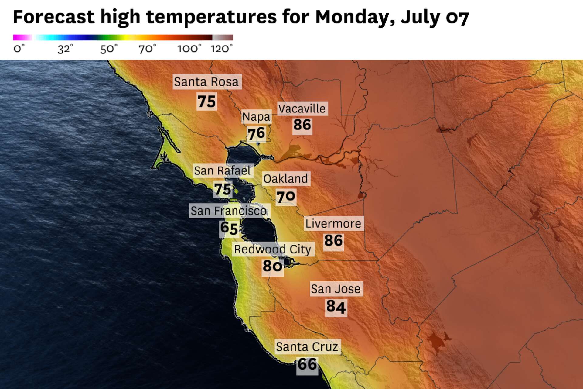 Bay Area weather: Cool start to week, heat builds midweek