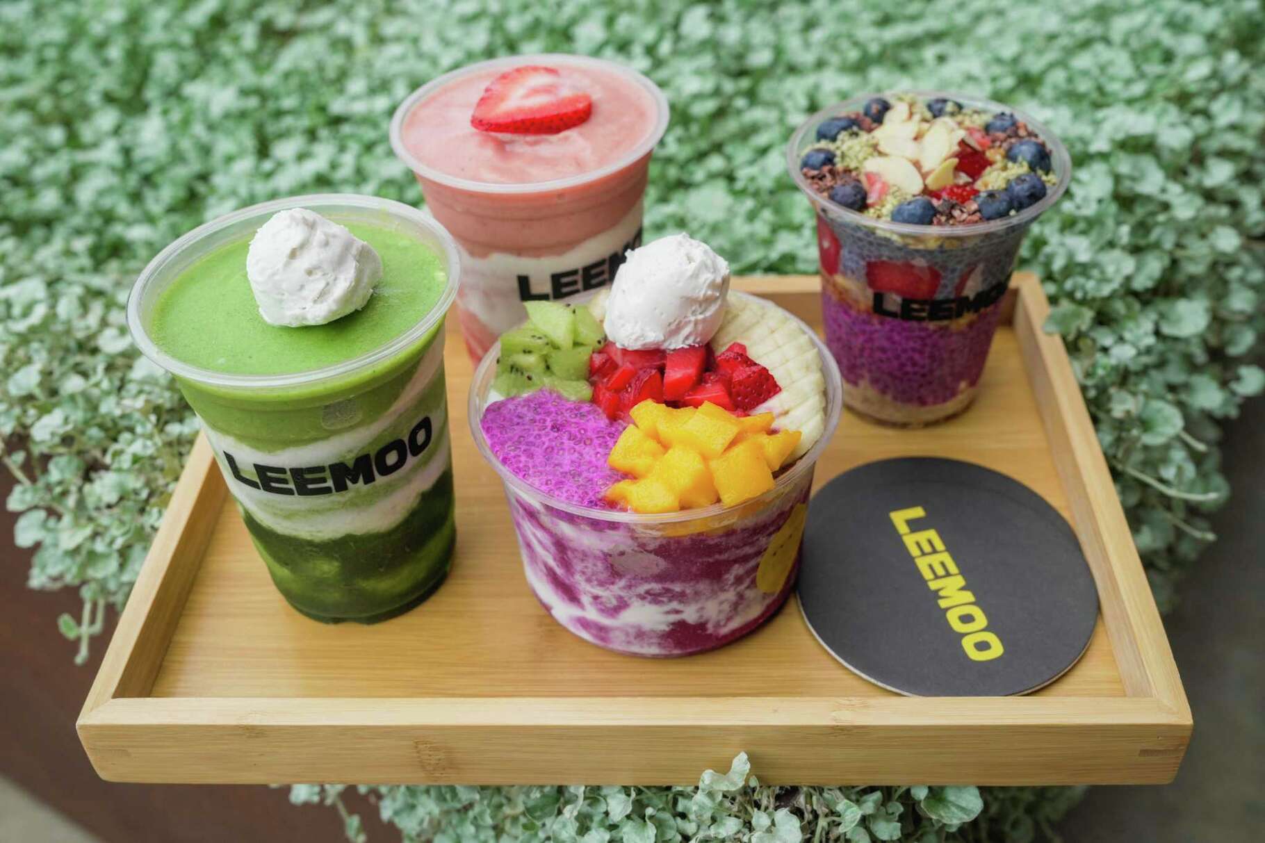 Smoothies and bowls from Leemoo, a new popular health bar, are photographed on Saturday, July 5, 2025 in Houston.