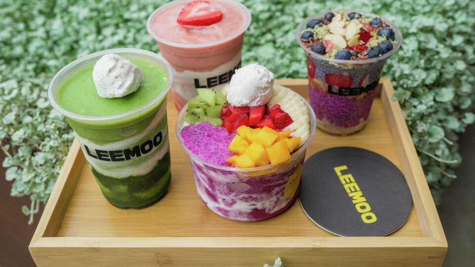 Smoothies and bowls from Leemoo, a new popular health bar, are photographed on Saturday, July 5, 2025 in Houston.