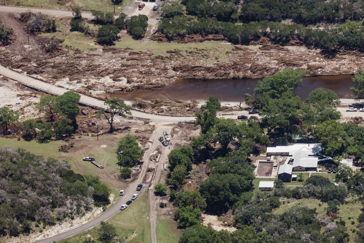 Flood damaged areas along the Guadalupe River near Camp Mystic in Hunt on Tuesday, July 8, 2025.