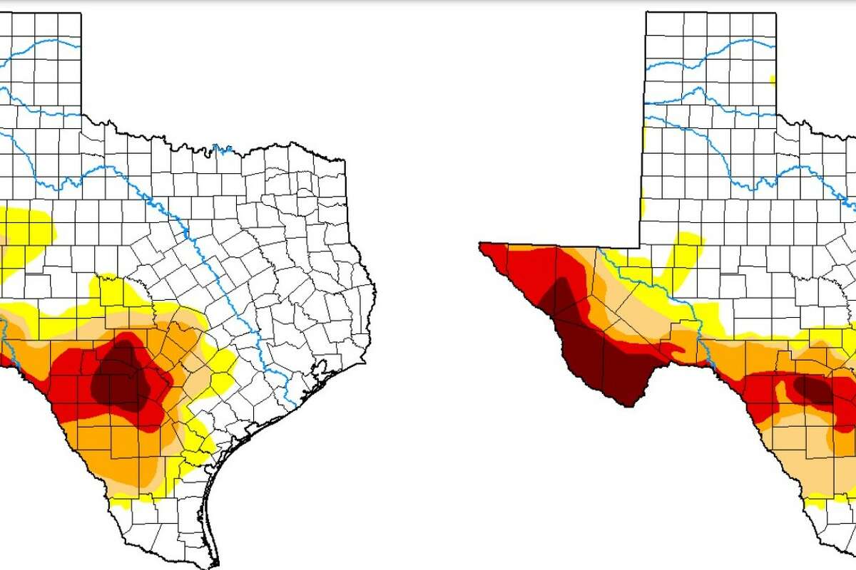 Drought conditions improved across Texas from what they were as of July 1, left, to what they became by this past Tuesday, right, according to data from the U.S. Drought Monitor.