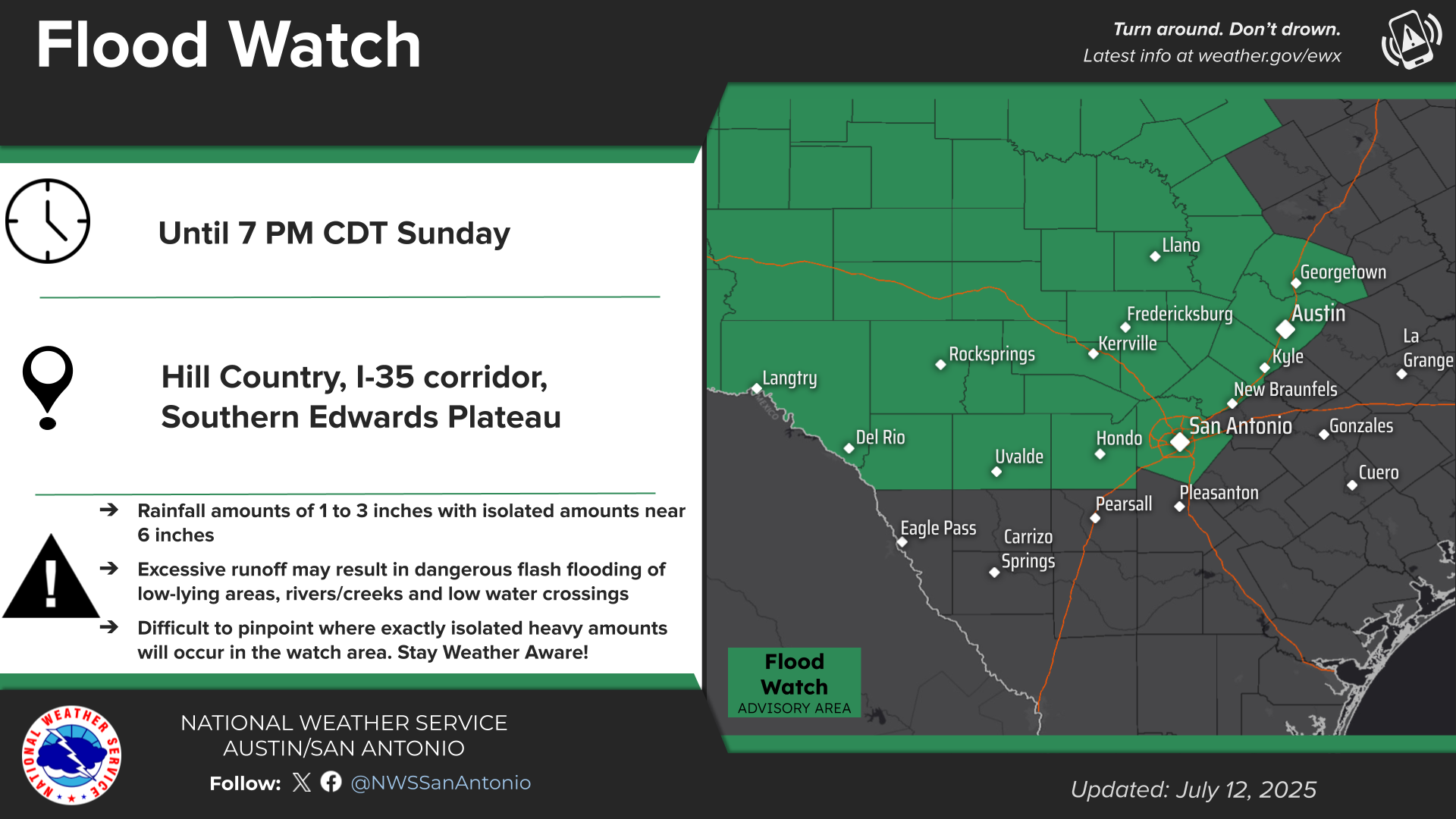 Flood watch issued for Texas Hill Country, San Antonio, Austin
