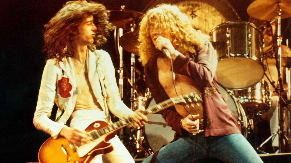Led Zeppelin's Jimmy Page and Robert Plant in 1976