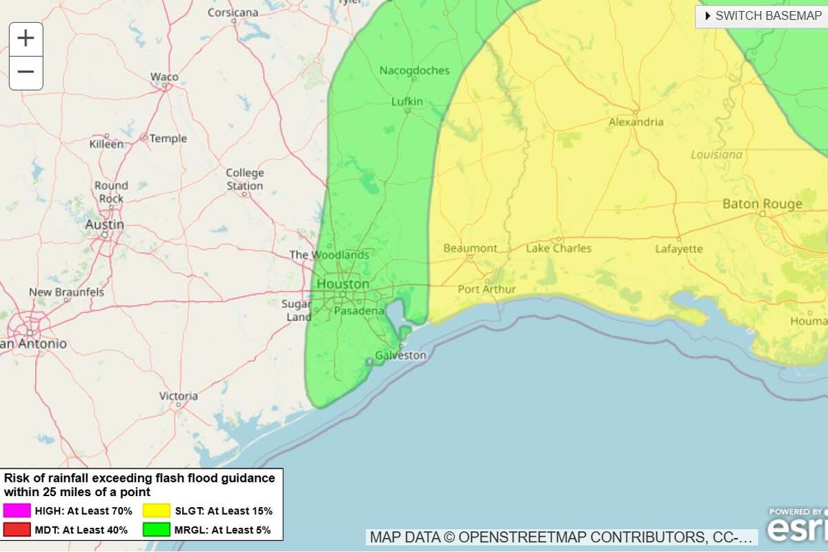 The National Weather Service’s Weather Prediction Center, which specializes in flood forecasts, has scaled back its for major flash flooding on Friday. Beaumont and coastal Louisiana have at least a 15% chance of flooding.
