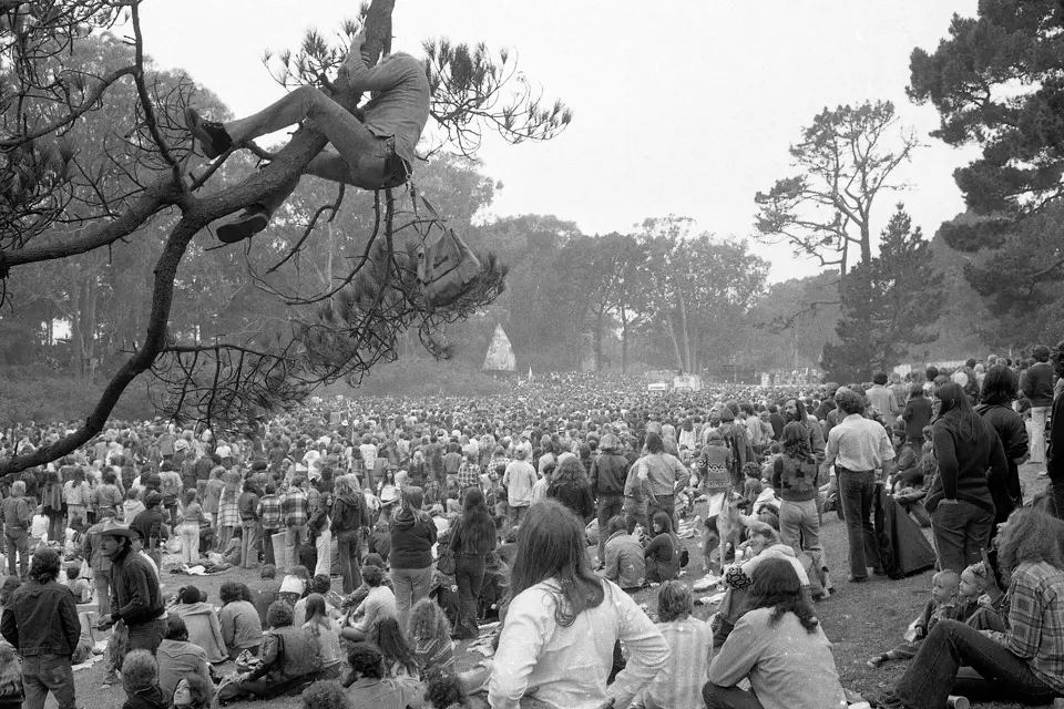 Deadheads attend a Grateful Dead and Jefferson Starship Concert in Golden Gate Park on Sept. 28, 1975.