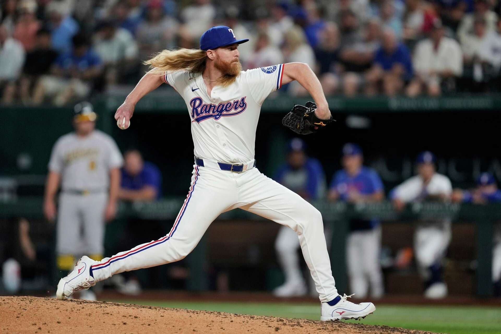 Rangers' Jon Gray wins in return from fractured forearm, throwing 2 scoreless innings