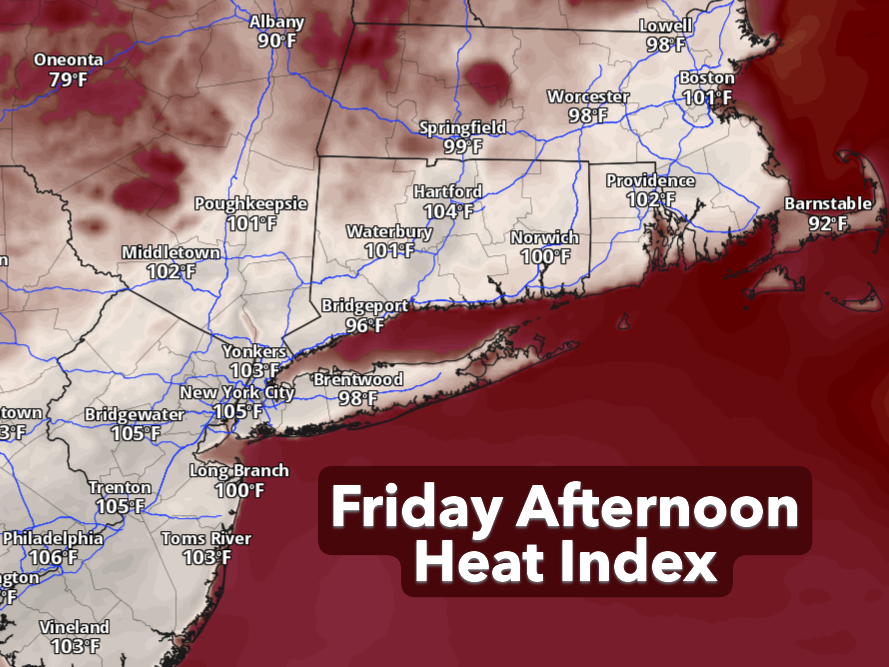Heat index up to 105 in CT, severe storms possible across Northeast