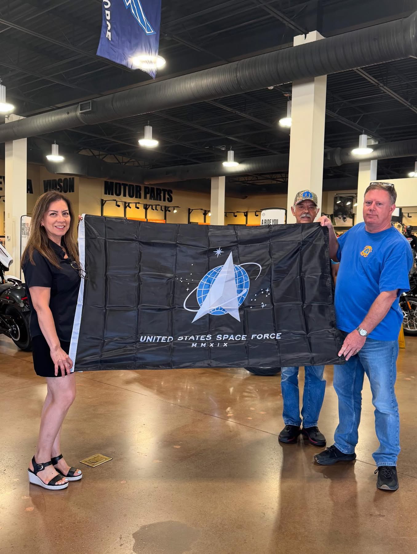 Harley-Davidson Laredo adds gifted Space Force flag to ceiling