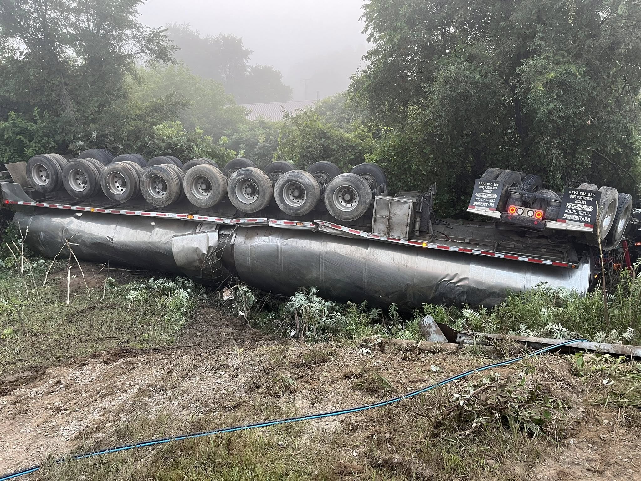 Milk tanker overturns in Tuscola County, spills 12,000 gallons