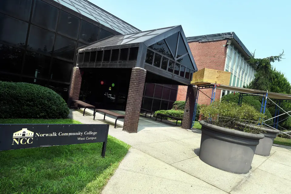 The B-Wing building on the West Campus of Connecticut State Community College Norwalk, photographed on August 7, 2025, is set for upgrades, thanks to a $22.1 million funding approval by the State Bond Commission.