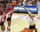 Texas Longhorns outside hitter Abby Vander Wal (6) spikes the ball during the game against Utah at Gregory Gymnasium on Friday, Aug. 15, 2025 in Austin, Texas.