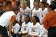 Texas Longhorns assistant head coach Ben Josephson talks to the team during the game against Utah at Gregory Gymnasium on Friday, Aug. 15, 2025 in Austin, Texas.