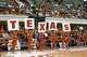The Texas Longhorns cheerleaders hold up signs during the game against Utah at Gregory Gymnasium on Friday, Aug. 15, 2025 in Austin, Texas.