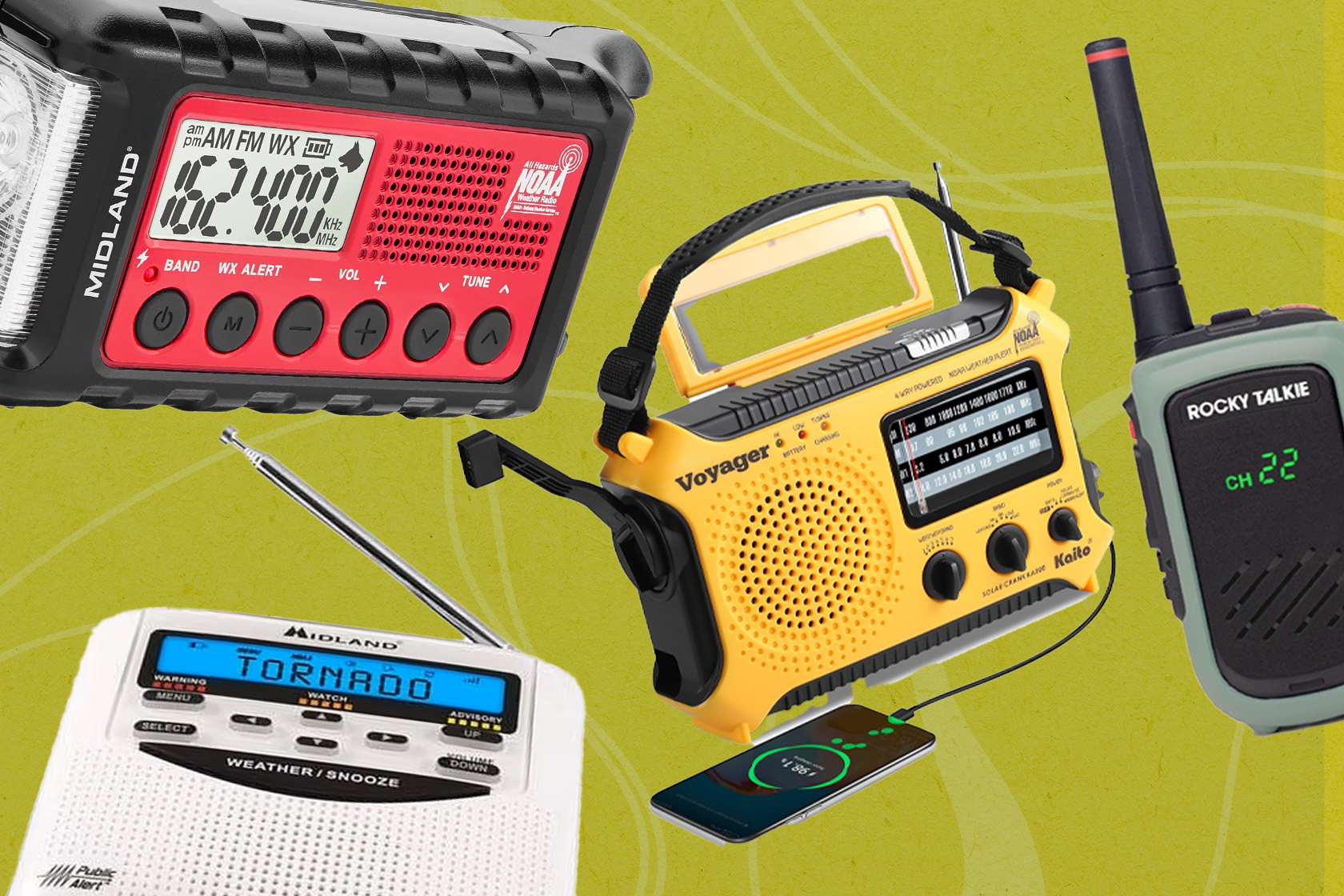 Emergency Radio with Power Bank – NOAA Weather Alert, Solar/Crank/USB  Charging, LED Flashlight, AM/FM/WB, image size:1680x1120