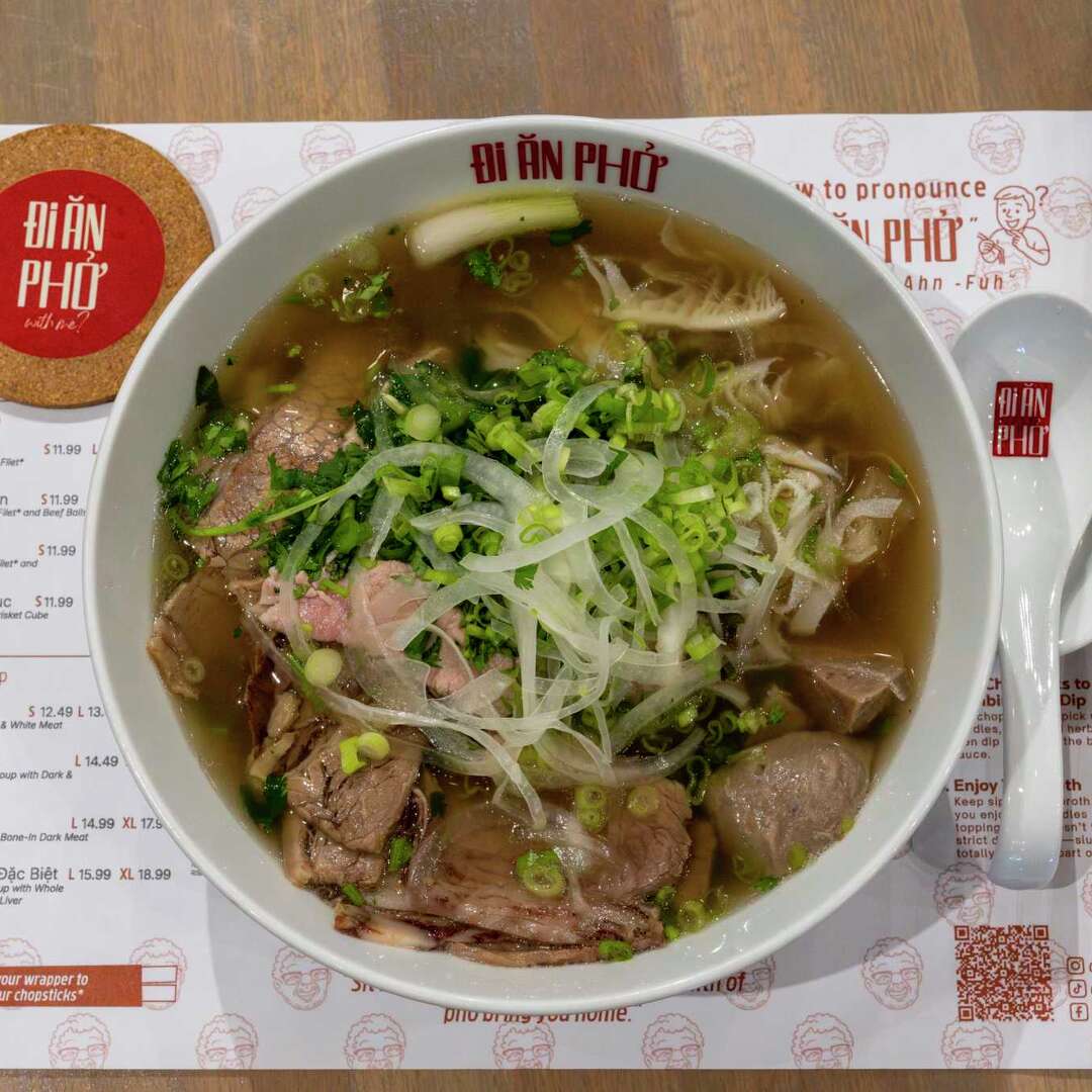 A bowl of beef pho is seen at Di An Pho in Houston, Monday, Aug. 25, 2025.