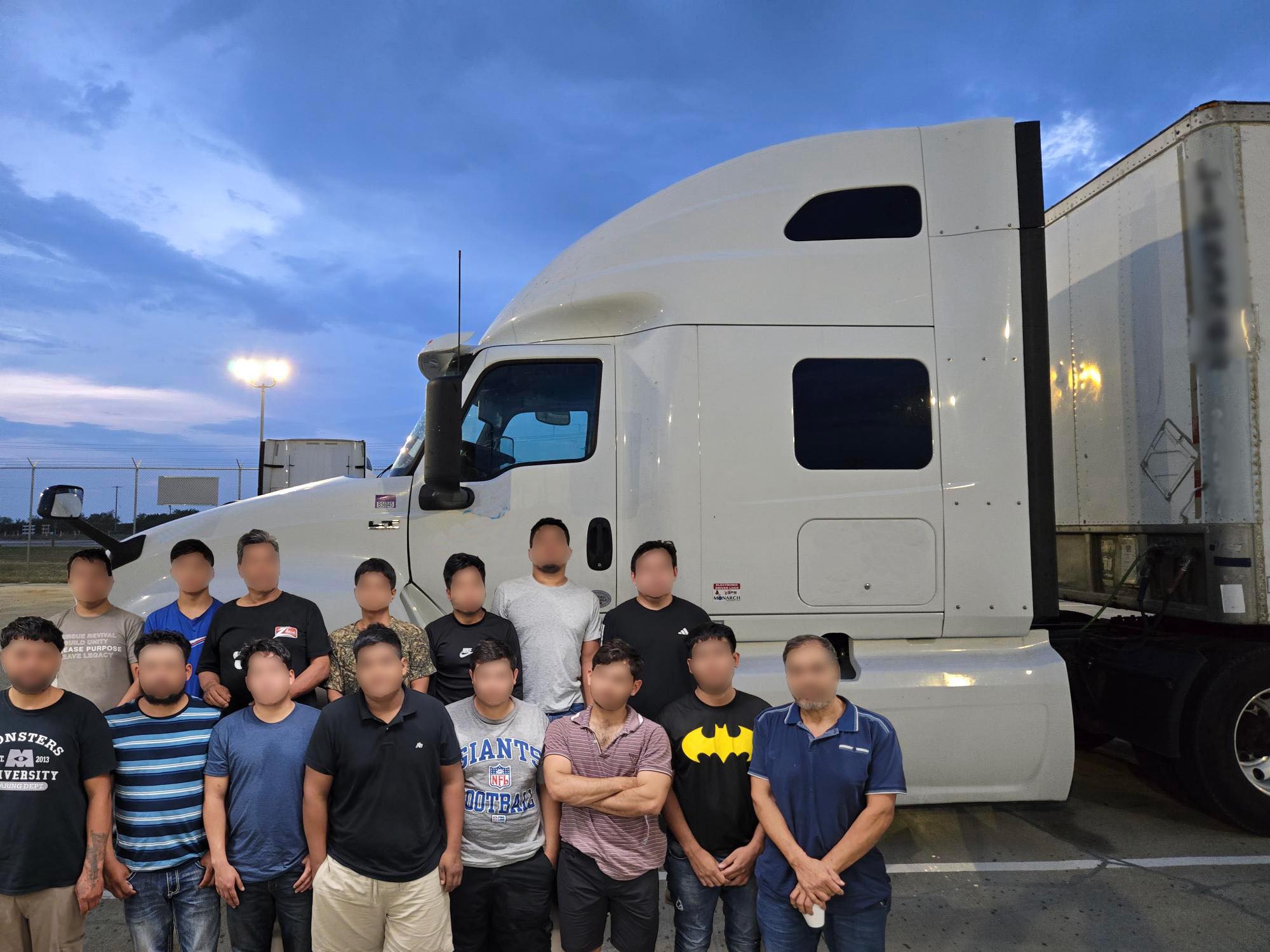 Laredo Sector K-9 inspection finds 15 migrants in tractor's cab
