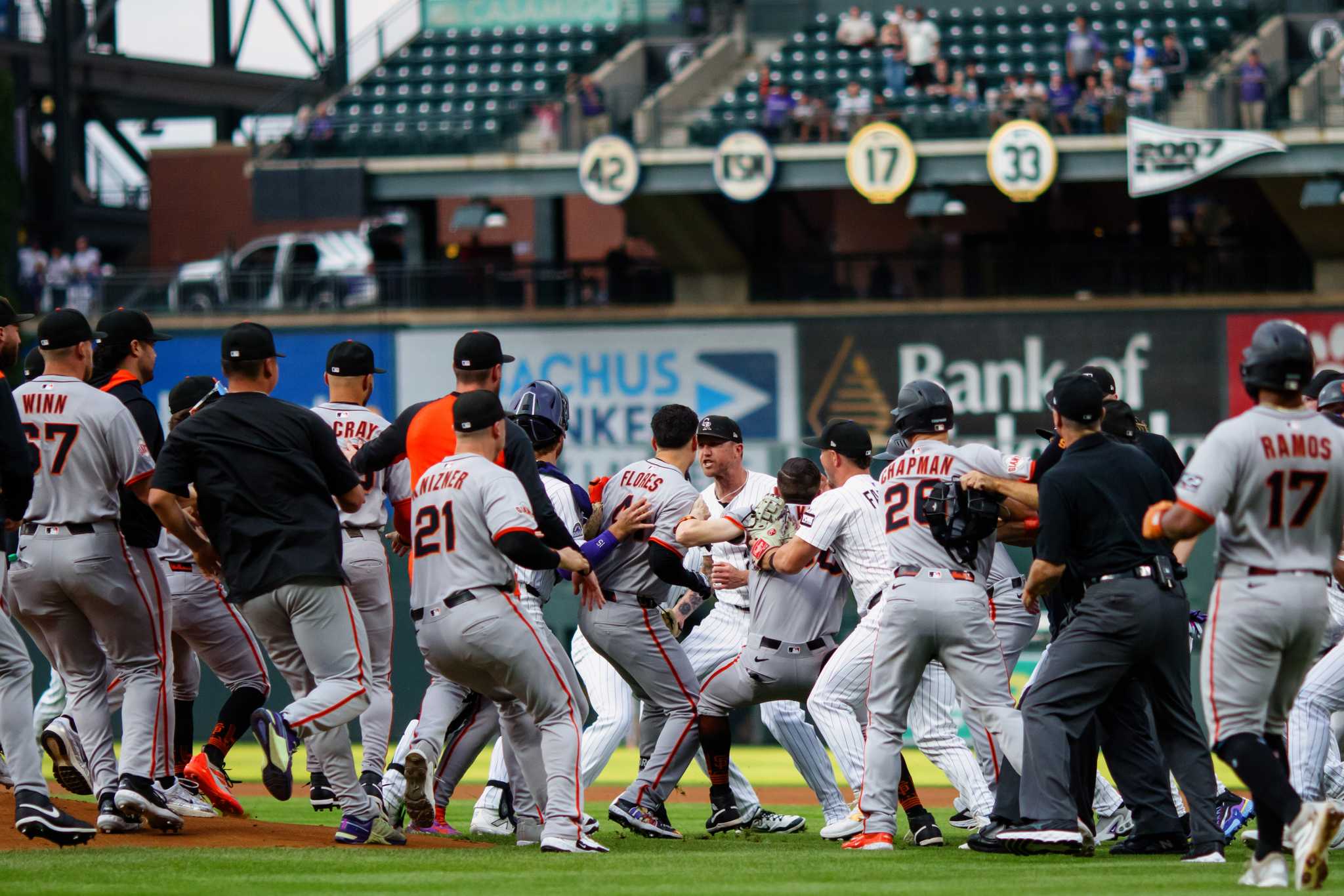 Giants’ defeat of Rockies begins with Devers’ HR, multiple ejections