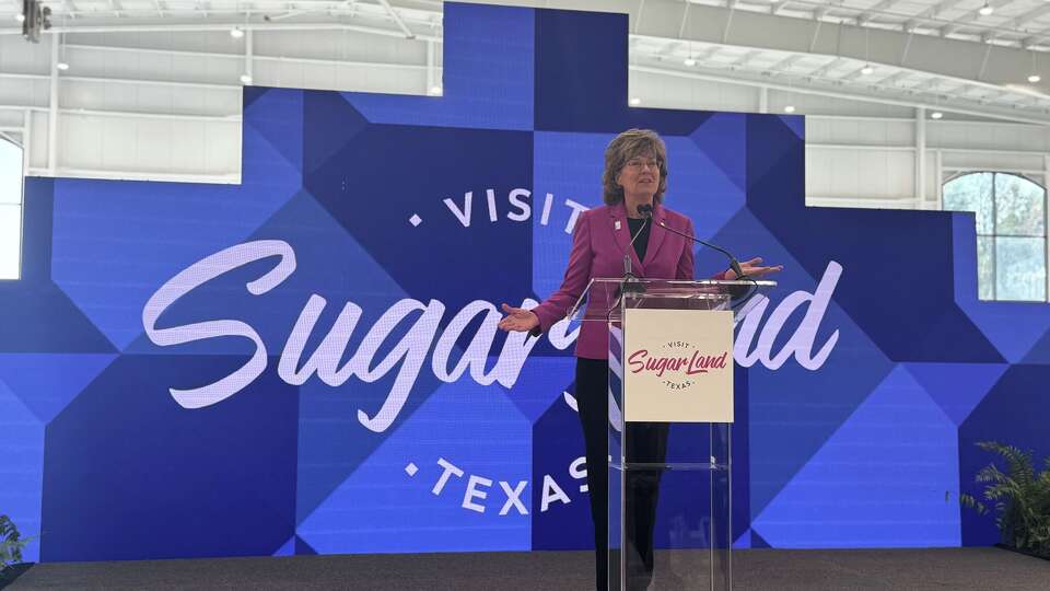 Sugar Land Mayor Carol McCutcheon speaks at a press conference announcing the city's participation in the 2026 FIFA World Cup on Wednesday, Sept. 3, 2025.
