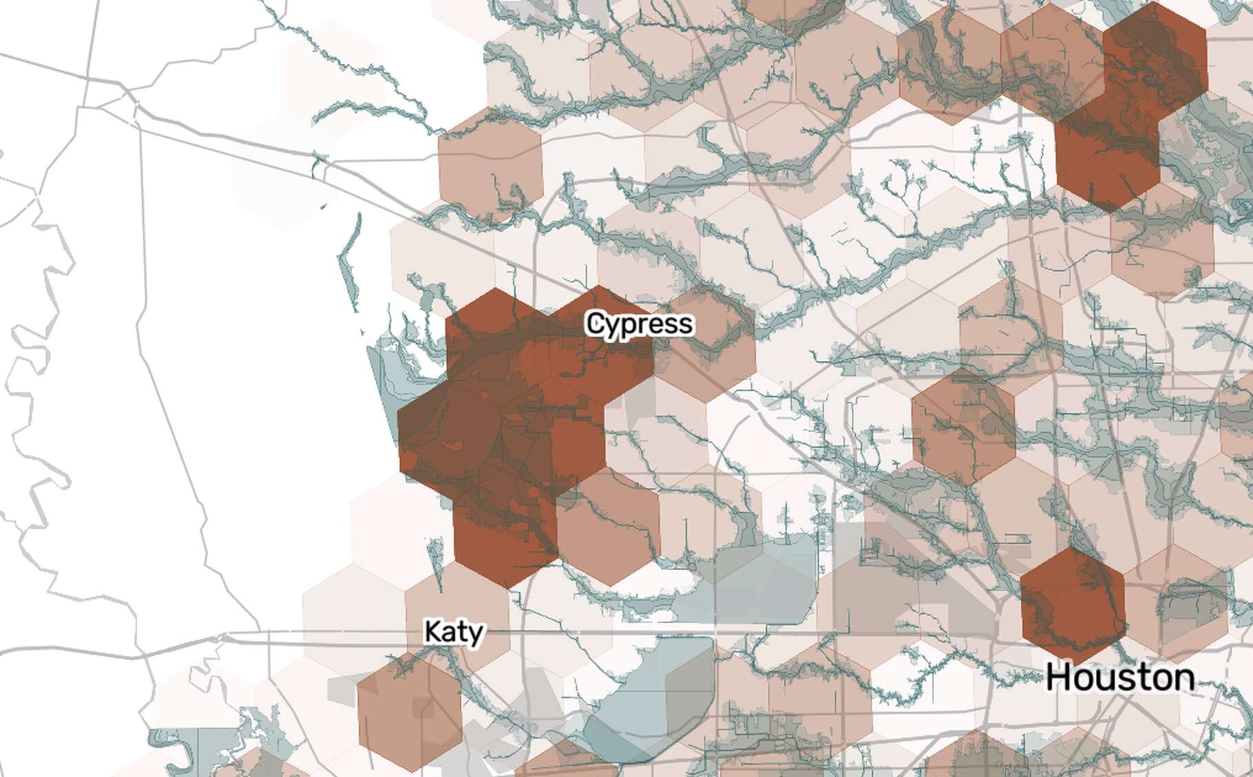 Houston-area structures built in flood zones since Harvey, mapped.
