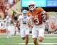 Texas Longhorns receiver Parker Livingstone (13) runs the ball in for a touchdown during the game against San José State at Darrell K Royal–Texas Memorial Stadium on Saturday, Sept. 6, 2025.