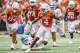 Texas Longhorns running back CJ Baxter (4) advances the ball during the game against San Jose State at Darrell K Royal–Texas Memorial Stadium in Austin, Saturday, Sept. 6, 2025.