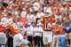 Texas Longhorns quarterback Arch Manning (16) throws to a teammate during the game against San Jose State at Darrell K Royal–Texas Memorial Stadium in Austin, Saturday, Sept. 6, 2025.