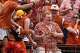 Texas Longhorns fan Preston Powe cheers during the game against San José State at Darrell K Royal–Texas Memorial Stadium on Saturday, Sept. 6, 2025.