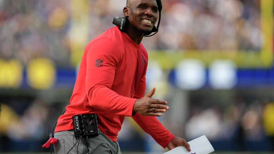 Houston Texans head coach DeMeco Ryans is seen during the second half of an NFL football game at SoFi Stadium in Inglewood, Calif., Sunday, Sept. 7, 2025.