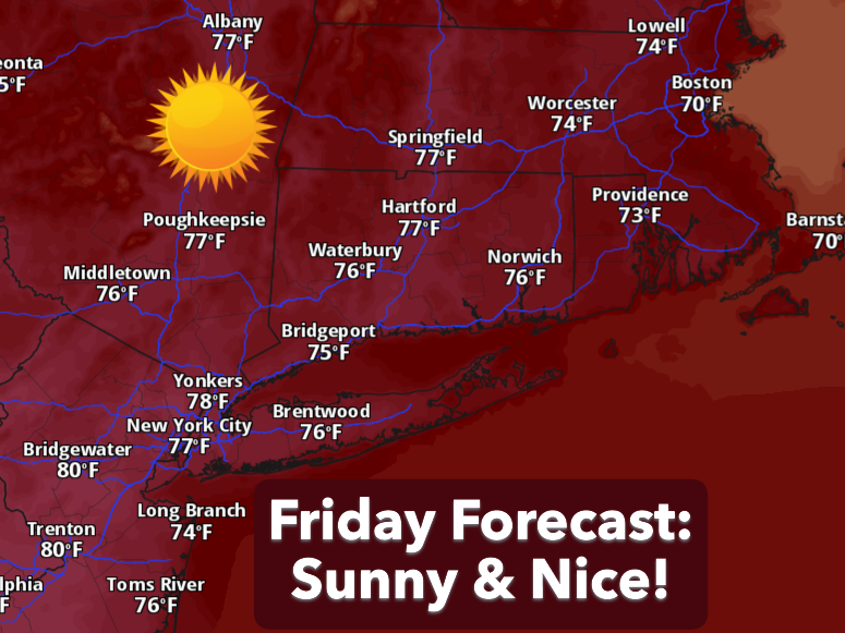Sunshine sticks around Friday in CT but showers could be on the way