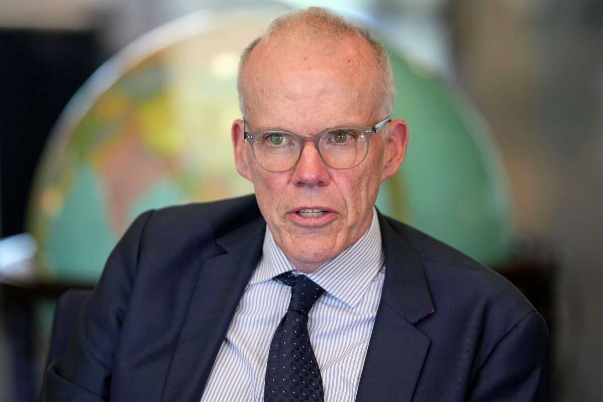 Bill McKibben speaks in Houston Thursday, Sept. 11, 2025.