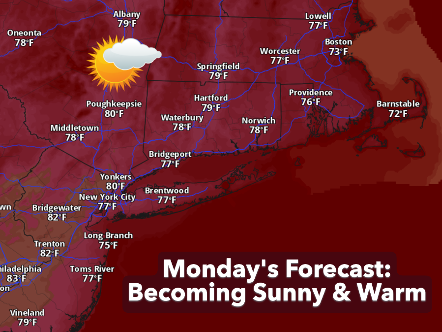 Sunny start to the week with warm weather across CT