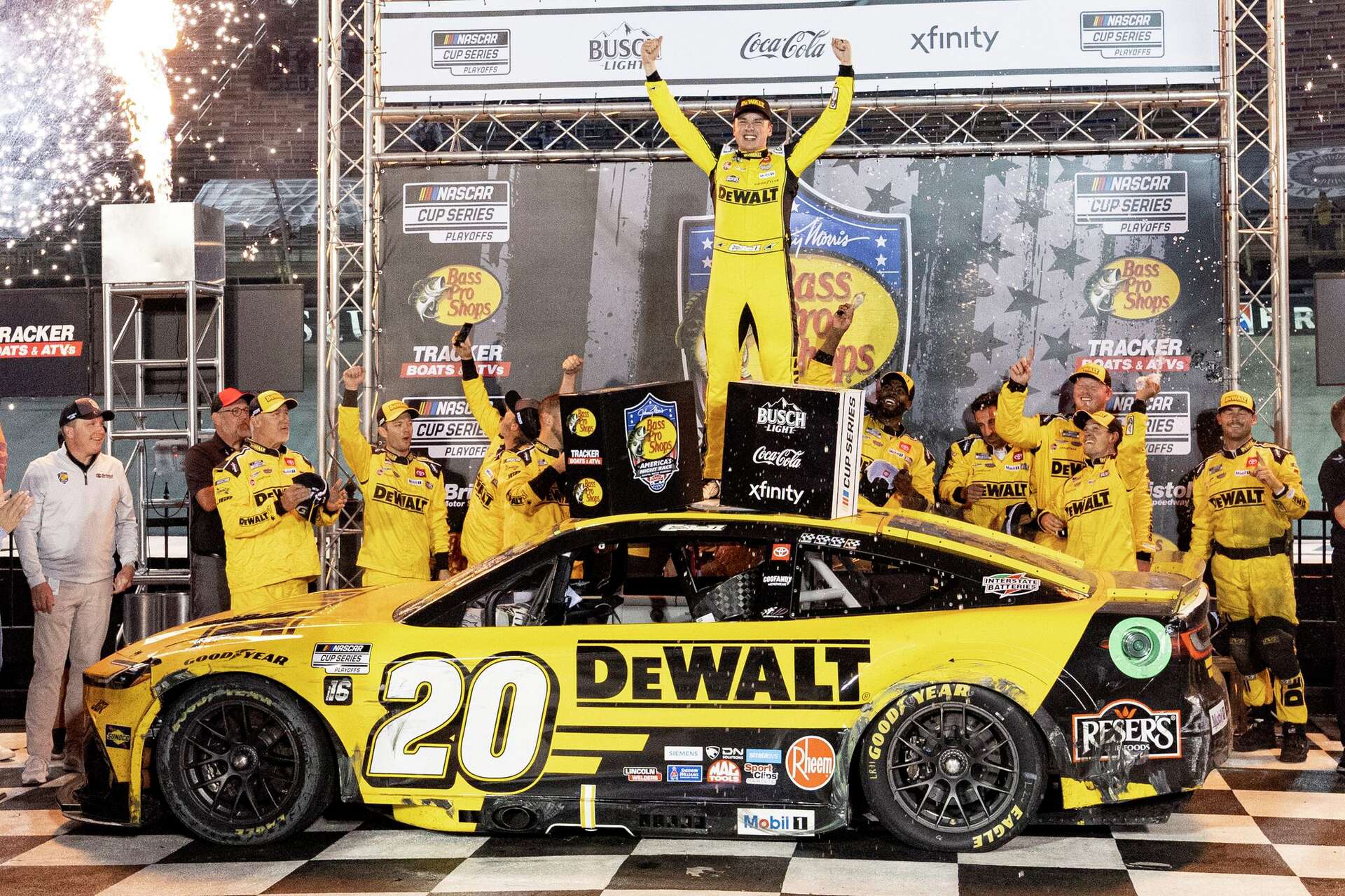 Bell wins at Bristol, completing sweep in first round of NASCAR Cup playoffs for Joe Gibbs Racing