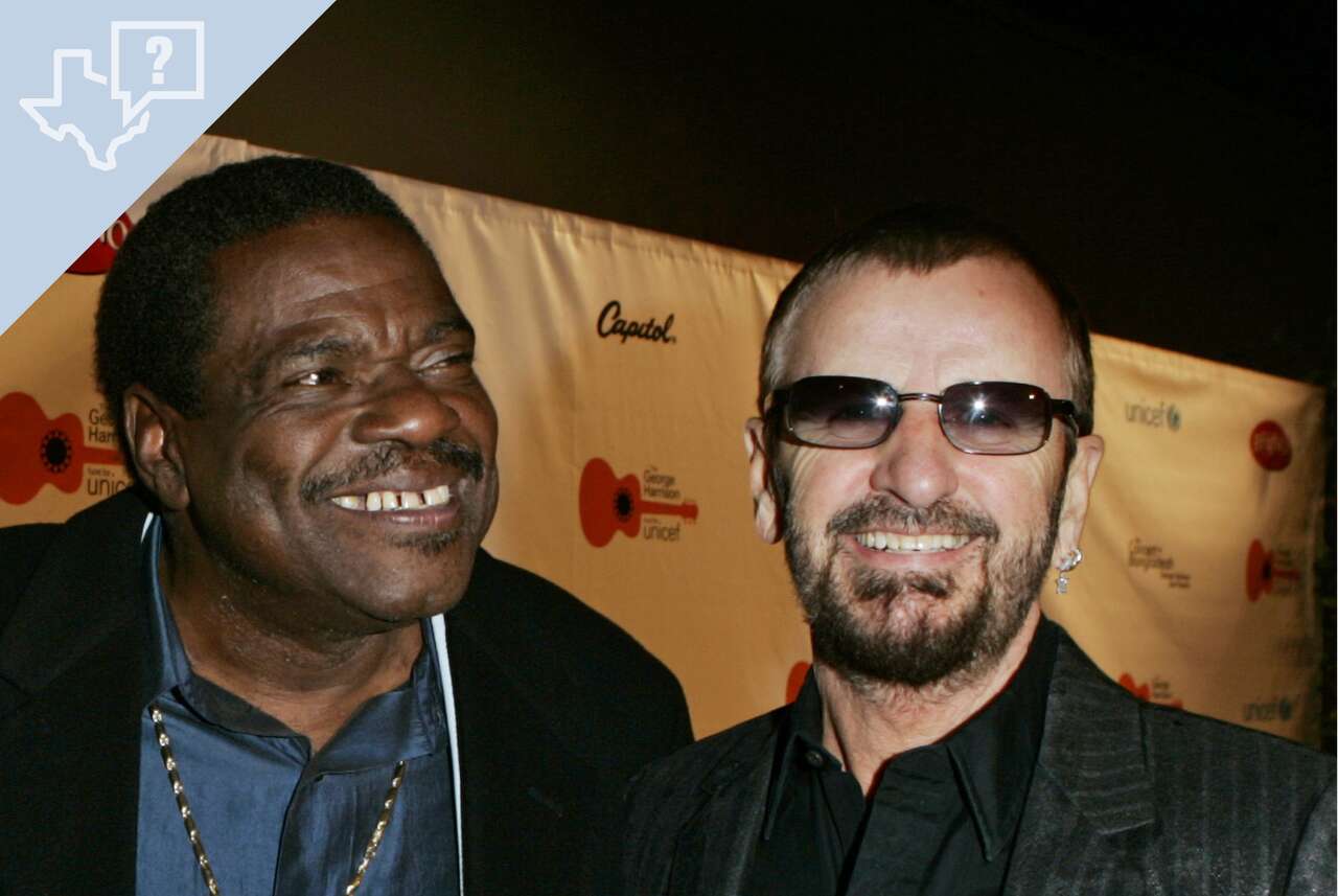 Houston-born musician Billy Preston, left, poses with former Beatles drummer Ringo Starr at a documentary screening at Warner Bros. Studios in Burbank, Calif., on Oct. 19, 2005.