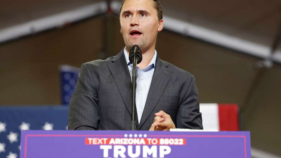 GLENDALE, ARIZONA - JULY 31: Charlie Kirk, who founded Turning Point USA, speaks before Republican vice presidential nominee U.S. Sen. JD Vance (R-OH) gives remarks at a campaign rally at Arizona Christian University on July 31, 2024 in Glendale, Arizona. Vance has traveled to cities across the Southwest to attend rallies this week. (Photo by Anna Moneymaker/Getty Images)