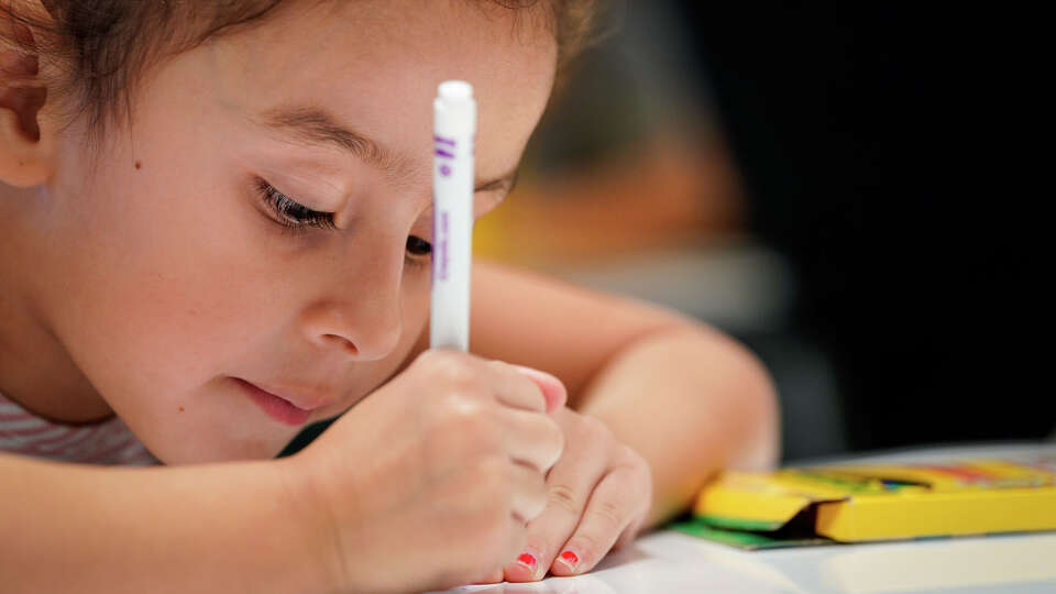 Andrea Pineda works on a lesson in the STEM lab Tuesday, July 26, 2022, at Aldine ISD’s Ermel Elementary School in Houston.