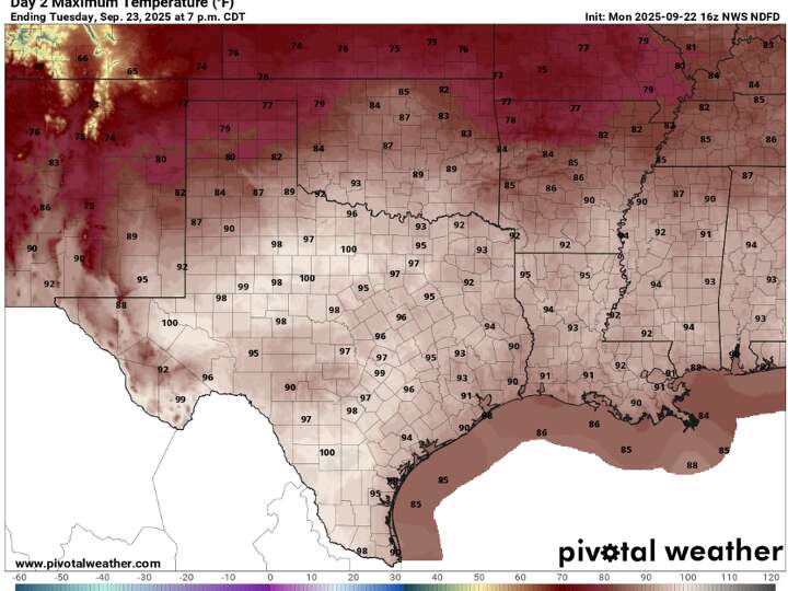 Austin weather forecast: Maybe 100-degree heat, true fall cold front