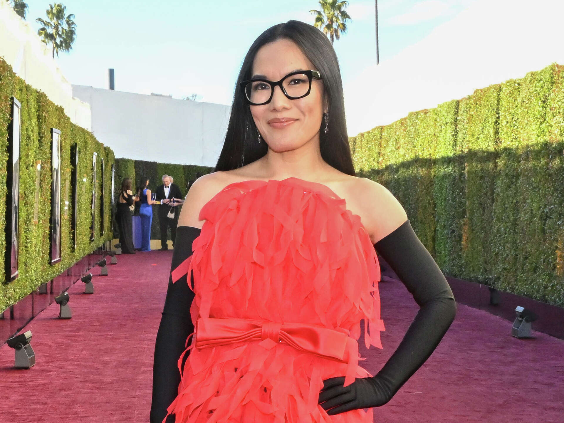 ali wong red dress Ali Wong Brings Red Couture to the Golden Globes