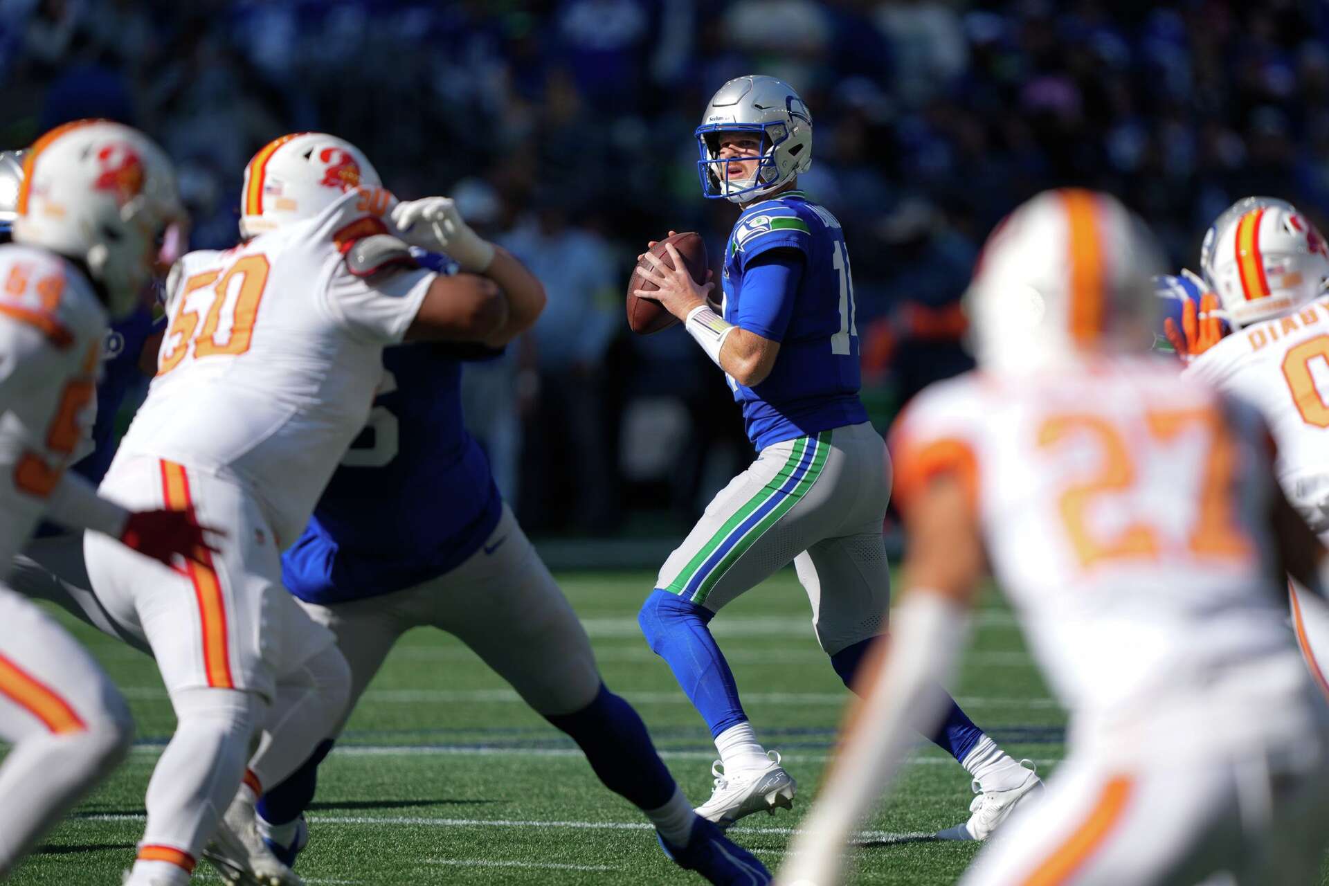 David's pick sets up winning FG as Bucs beat Seahawks 38-35 in duel between  Mayfield and Darnold