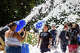 A foam-covered boy poses for a photo as others are covered by more foam during Big Rapids Middle School's Foam Frenzy at Hemlock Park, Friday, Oct. 3. The Parent Teacher Organization event raised funds for student activities.