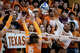 Texas Longhorns outside hitter Cari Spears (23) hits the ball over the net in the first set as the Longhorns take on the Tennessee Lady Volunteers at home in Austin, Oct. 8, 2025.