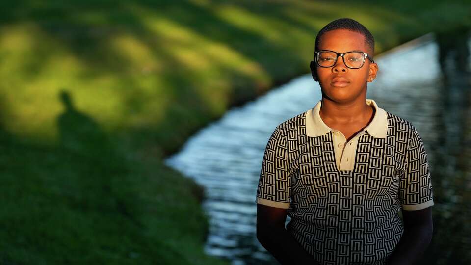 Daron Brim, 12, is photographed on Sunday, Oct. 6, 2025, in Katy. Brim is writing a book to help other children who have experienced trauma, drawing from what he learned in therapy after witnessing his mother drown two years ago.