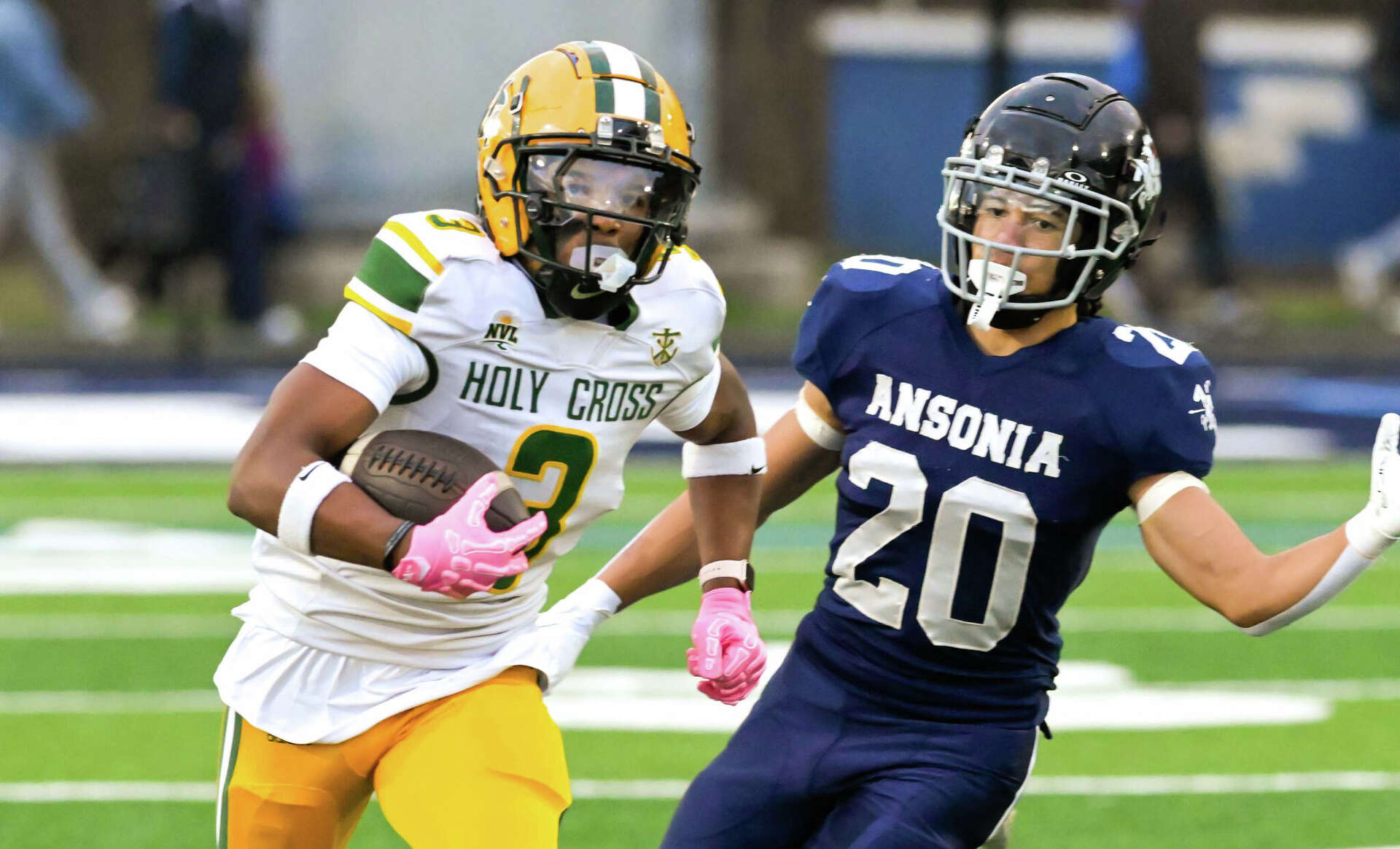 ansonia football helmet Ansonia football holds on for tight win over Holy Cross