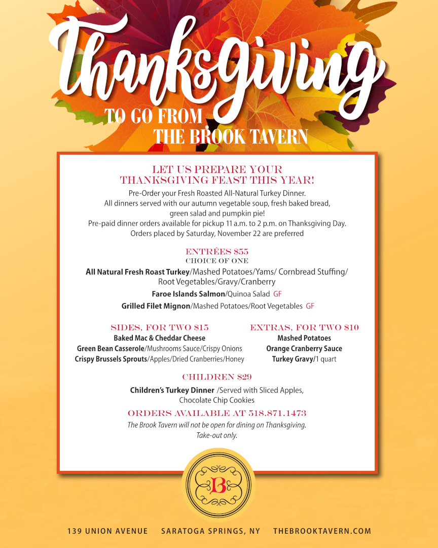 Thanksgiving restaurant dine-in, takeout in Capital Region for 2025