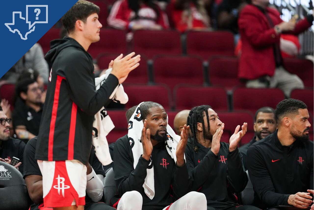 NBA guard Reed Sheppard showcases the Rockets' Dracula-inspired logo on his basketball shorts.