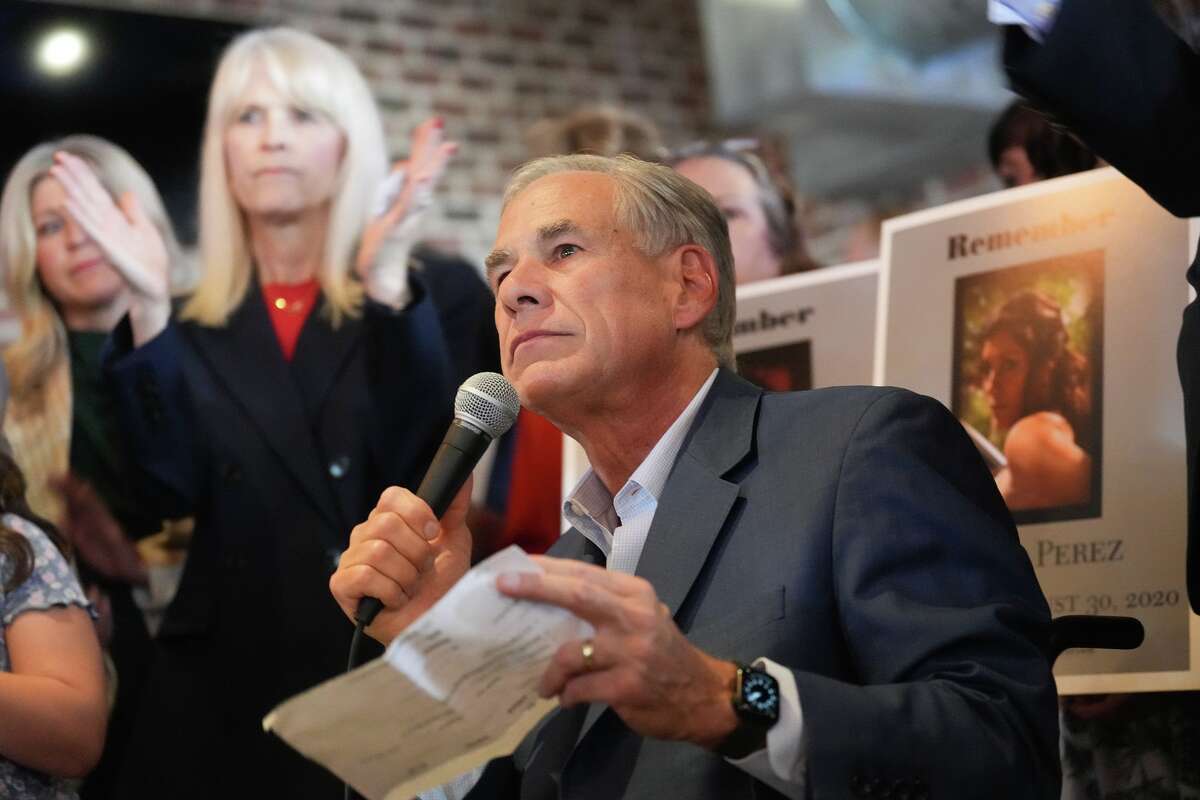 Texas Gov. Greg Abbott speaks during a “Get out the Vote” event at Cypress Trail Hideout in Cypress on Tuesday, Oct. 21, 2025.