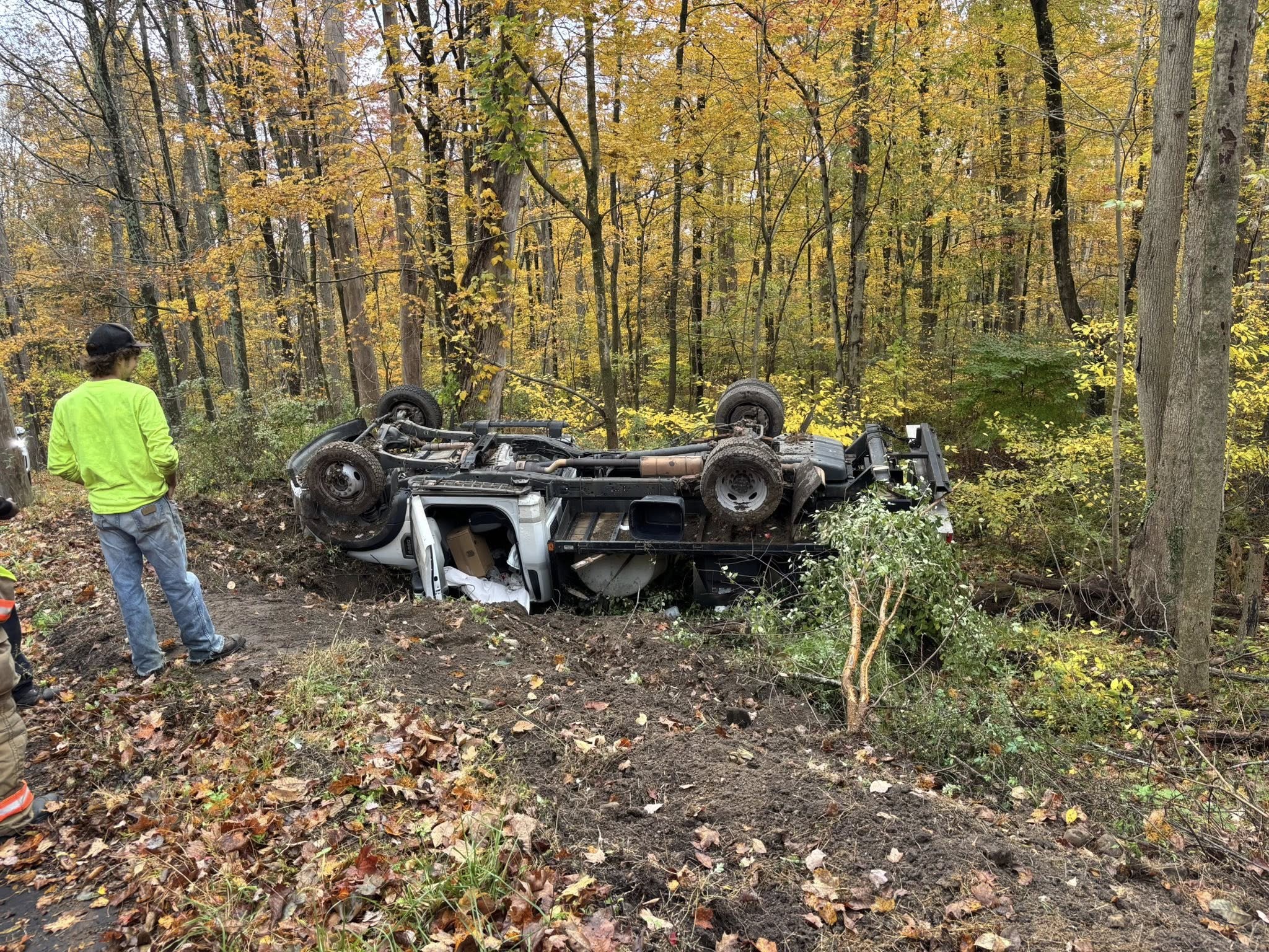 Porta-john truck overturns in Oxford crash, officials say