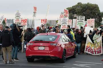 Alameda: Protesters Blocking Entrance To Coast Guard Island