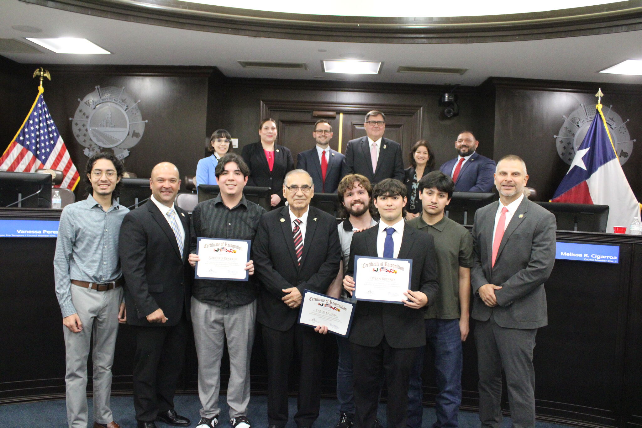 Phi Iota Alpha members with the Laredo City Council