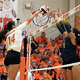 United's Victoria Luna with a kill during a district match against Alexander on Oct. 25, 2025, at United.