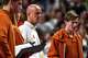 Texas Longhorns head coach Jerritt Elliott walks the cour during the game against Texas A&M at Reed Arena on Friday, Oct. 31, 2025 in College Station, Texas.